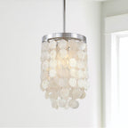 Capital Lighting Shelby 8'' W X 12.5'' H Pendant In Polished Nickel With Capize Shells