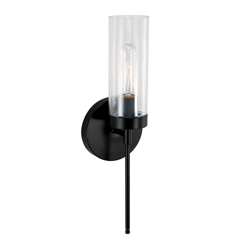Capital Lighting AA1016MB Matte Black 5'' W X 17'' H X 4'' E Sconce In Matte Black With Clear Glass Image 1