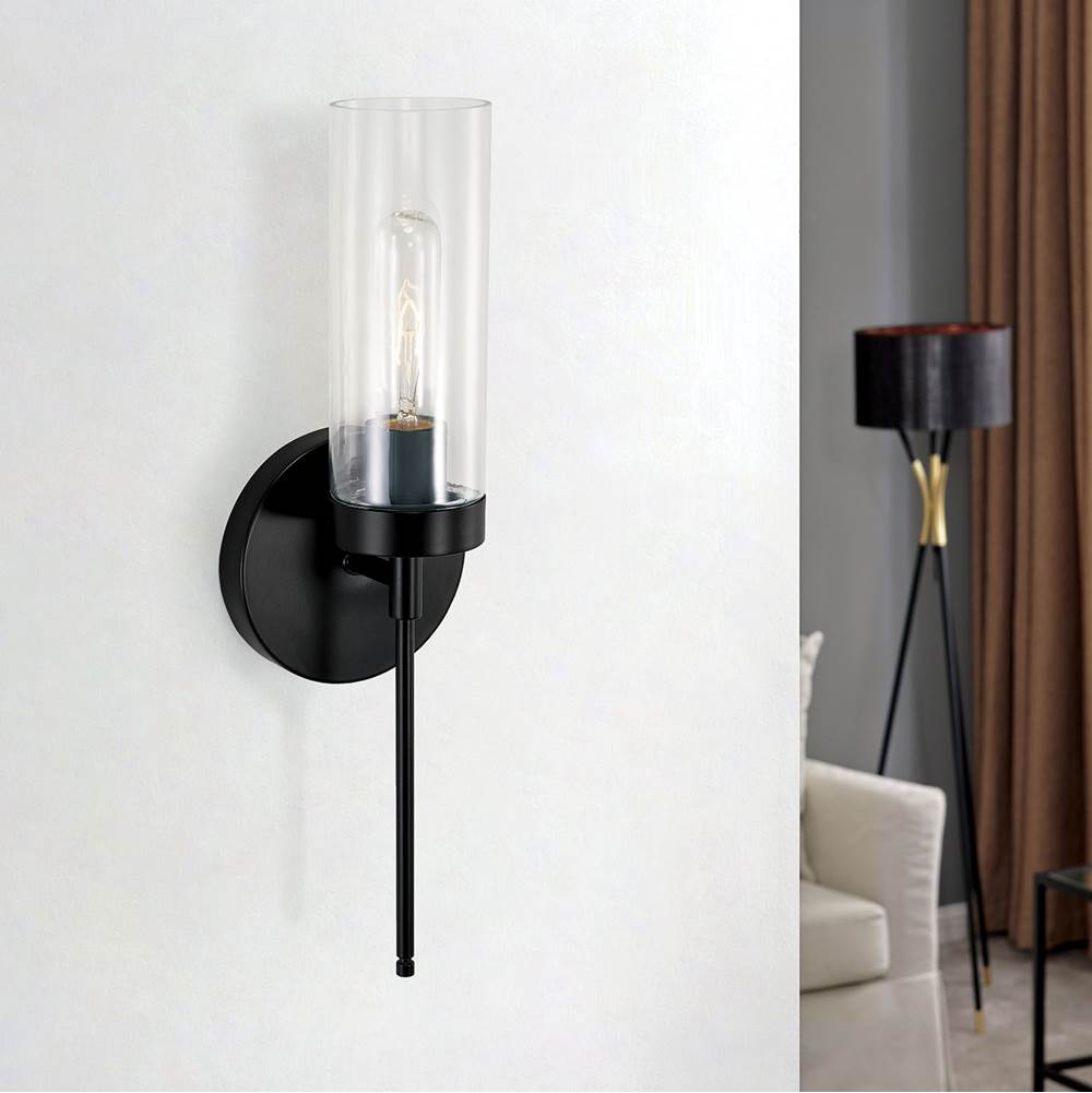 Capital Lighting Riley 5'' W X 17'' H X 4'' E Sconce In Matte Black With Clear Glass