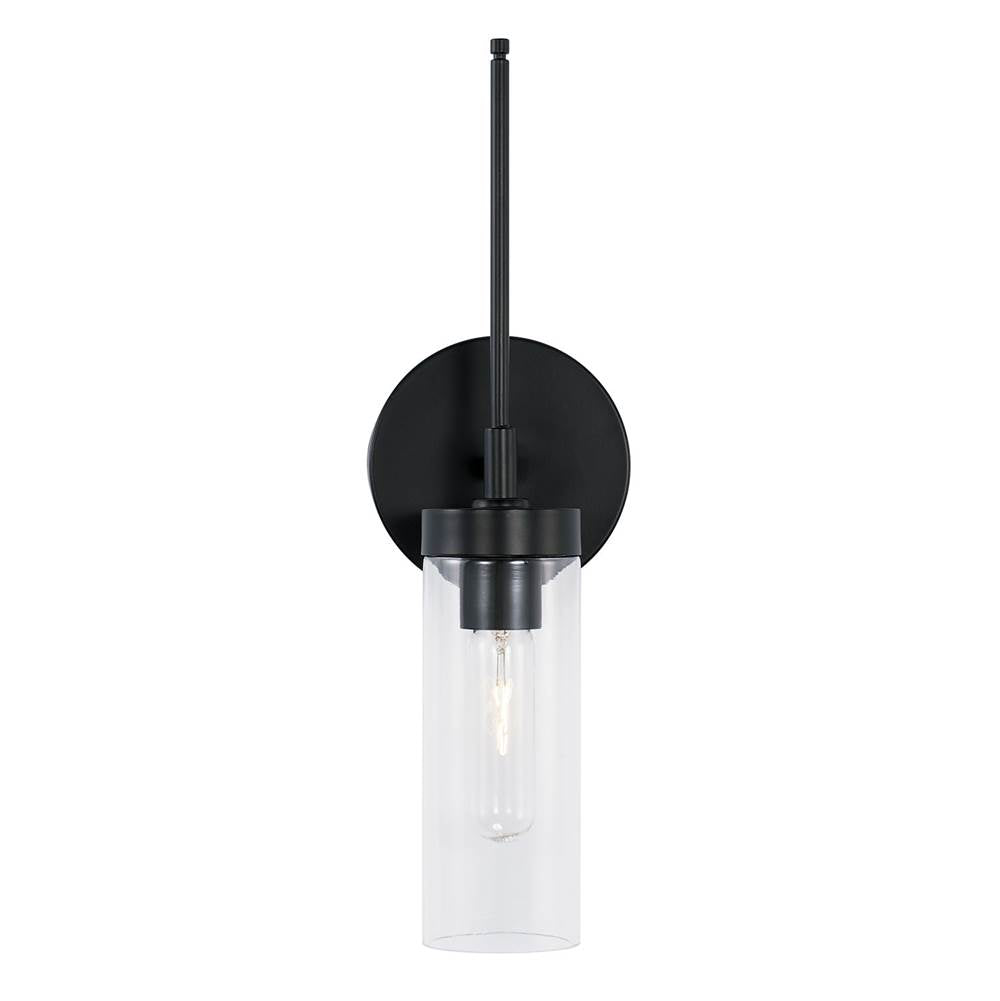 Capital Lighting AA1016MB Matte Black 5'' W X 17'' H X 4'' E Sconce In Matte Black With Clear Glass Image 3