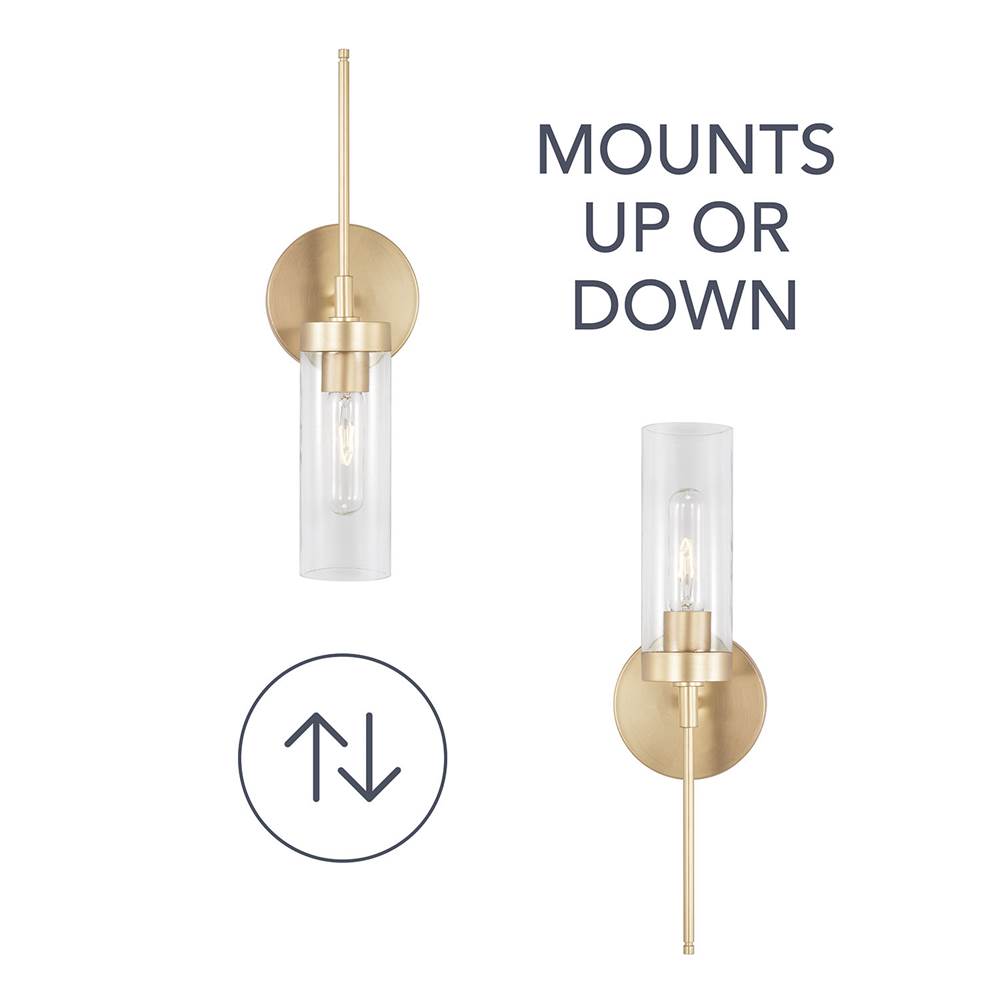 Capital Lighting AA1016SF Soft Gold 5'' W X 17'' H X 4'' E Sconce In Soft Gold With Clear Glass Image 2