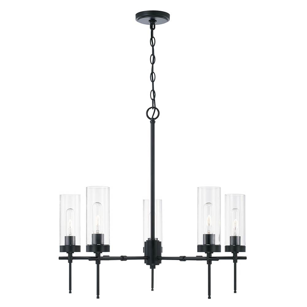 Capital Lighting AA1017MB Matte Black 27.5'' W X 26'' H 5-light Chandelier In Matte Black With Clear Glass Image 1