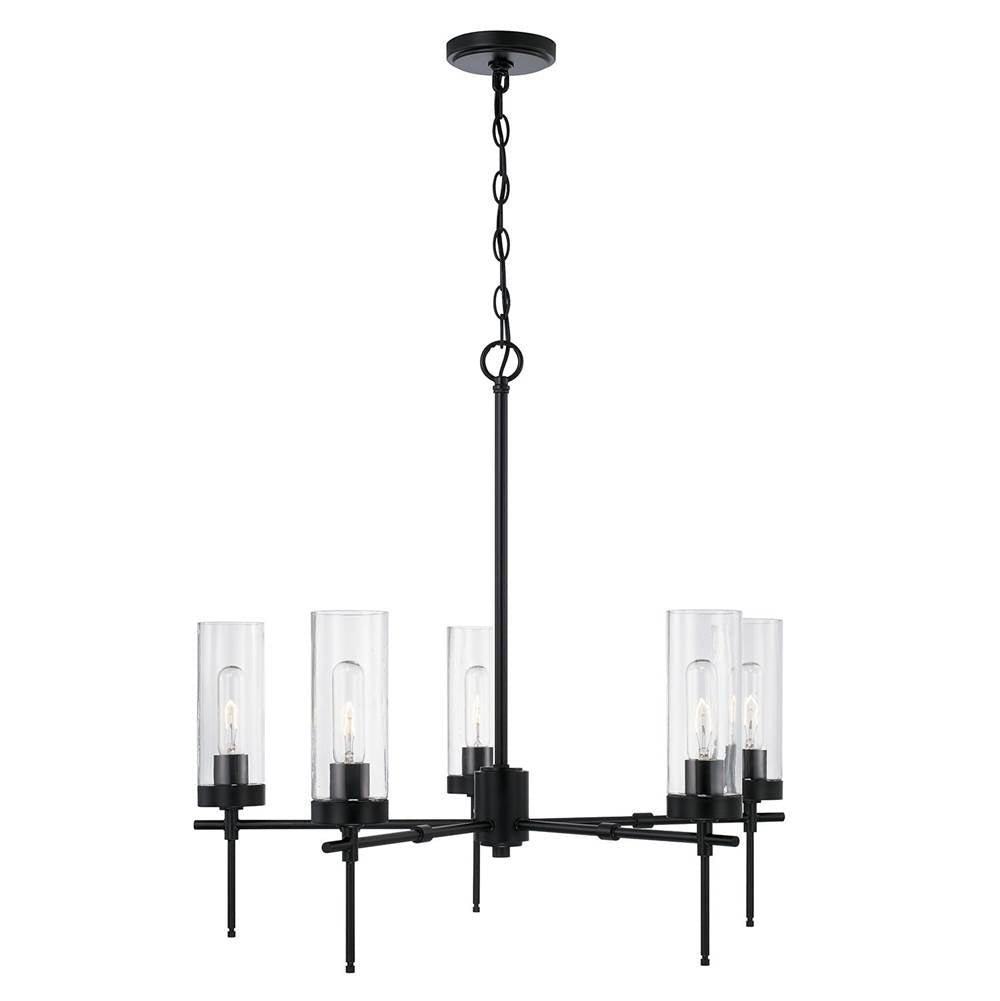 Capital Lighting AA1017MB Matte Black 27.5'' W X 26'' H 5-light Chandelier In Matte Black With Clear Glass Image 3