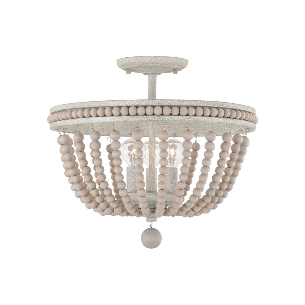 Capital Lighting AA1021SR Sand Dollar 15.5''w X 14.5''h 3-light Semi Flush In Sand Dollar With Painted Wood Beads Image 4