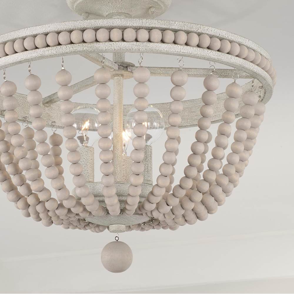 Capital Lighting Handley 15.5''w X 14.5''h 3-light Semi Flush In Sand Dollar With Painted Wood Beads