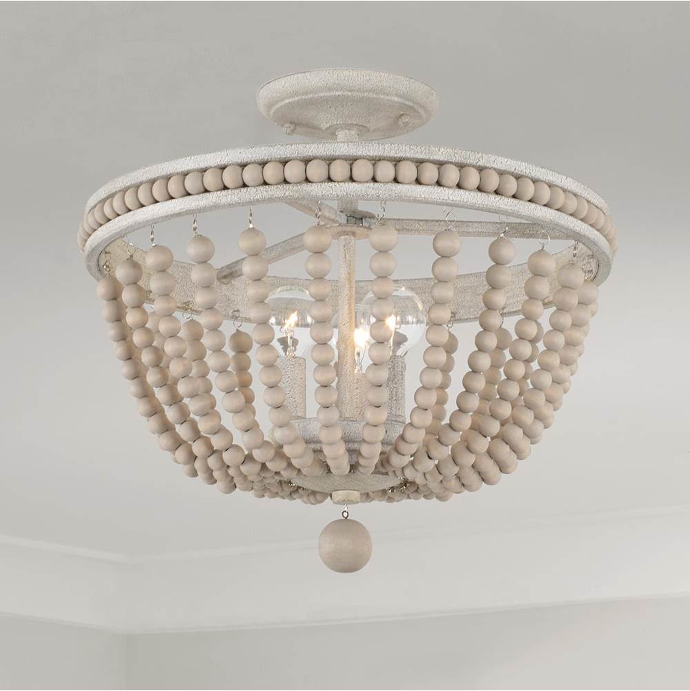 Capital Lighting AA1021SR Sand Dollar 15.5''w X 14.5''h 3-light Semi Flush In Sand Dollar With Painted Wood Beads Image 3