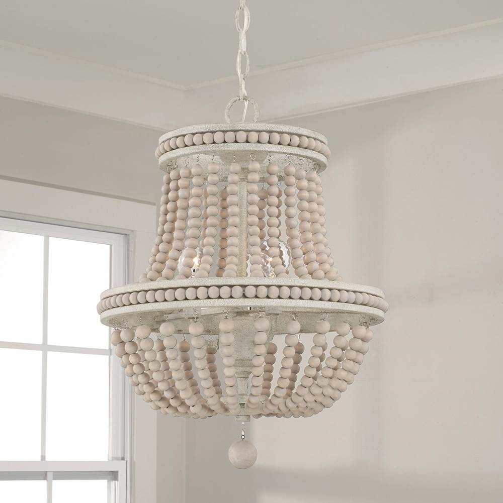 Capital Lighting AA1022SR Sand Dollar 15.75''w X 19.75''h 3-light Chandelier Pendant In Sand Dollar With Painted Wood Beads Image 1