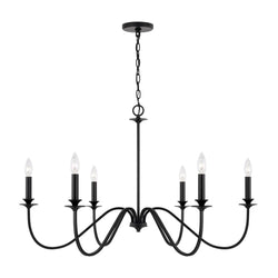 Capital Lighting AA1029MB Matte Black 38''w X 23.50''h 6-light Chandelier In Matte Black With Decorative Double Bobeches Image 1