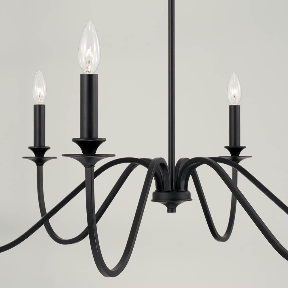 Capital Lighting AA1029MB Matte Black 38''w X 23.50''h 6-light Chandelier In Matte Black With Decorative Double Bobeches Image 4