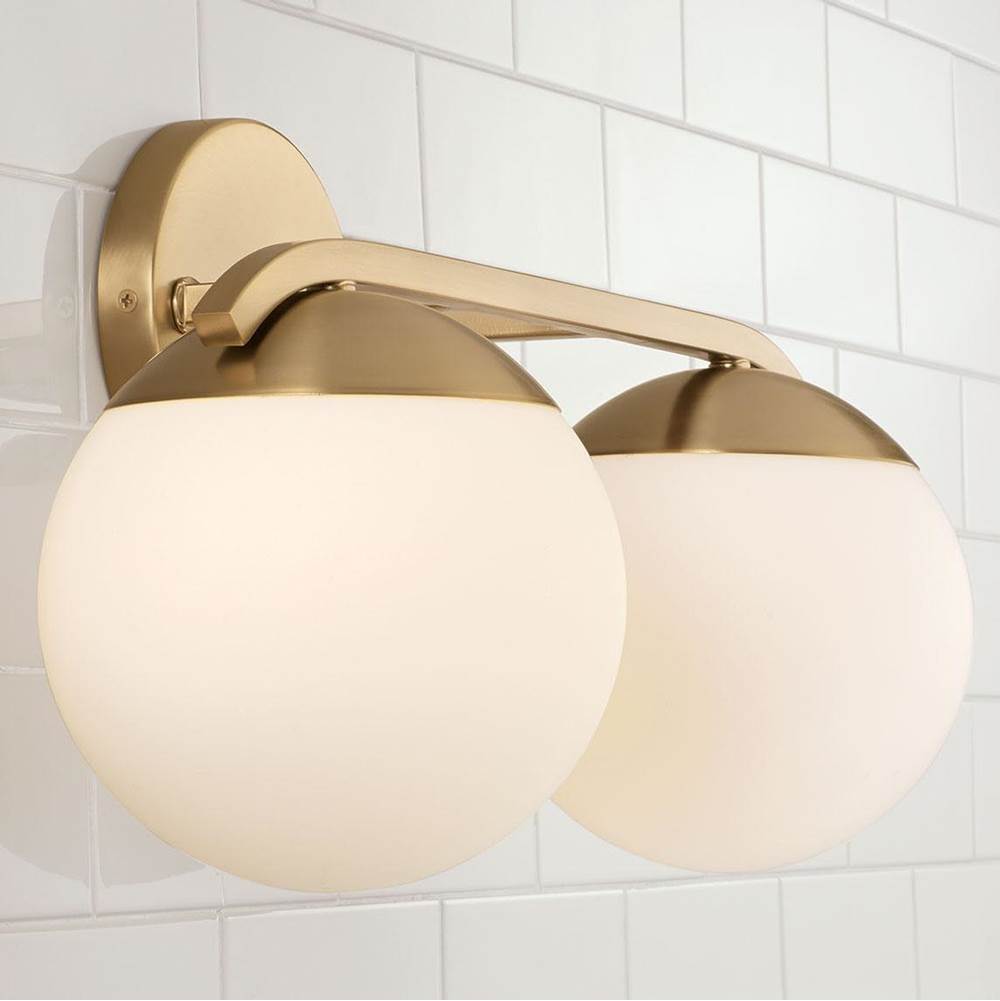 Capital Lighting AA1032MA Matte Brass 17''w X 9.50''h 2-light Vanity In Matte Brass With Soft White Glass Globes Image 5