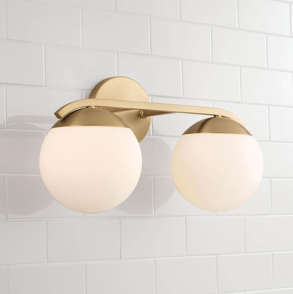 Capital Lighting Oliver 17''w X 9.50''h 2-light Vanity In Matte Brass With Soft White Glass Globes