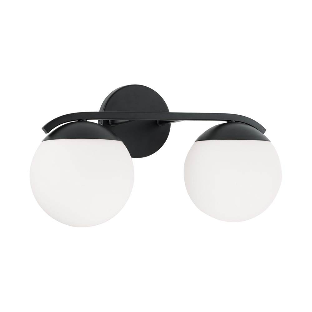Capital Lighting AA1032MB Matte Black 17''w X 9.50''h 2-light Vanity In Matte Black With Soft White Glass Globes Image 1