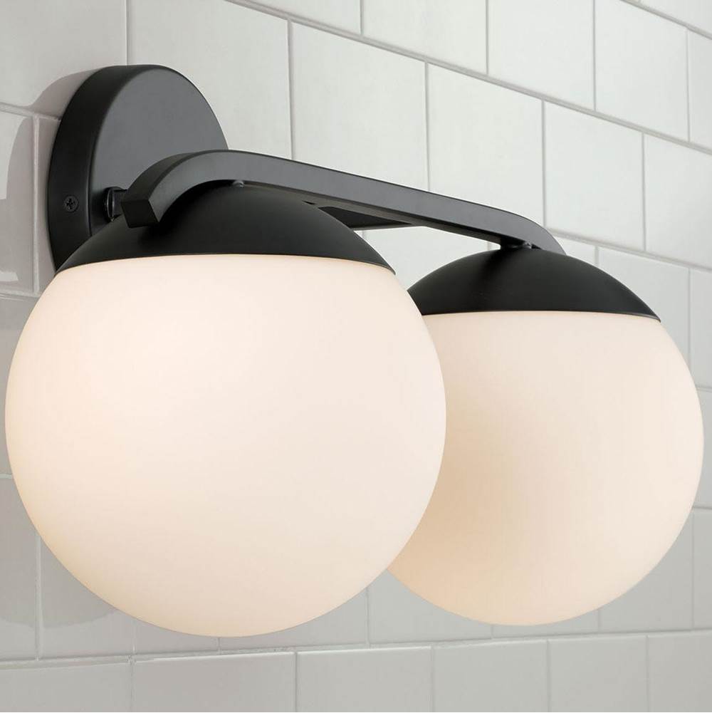 Capital Lighting AA1032MB Matte Black 17''w X 9.50''h 2-light Vanity In Matte Black With Soft White Glass Globes Image 5