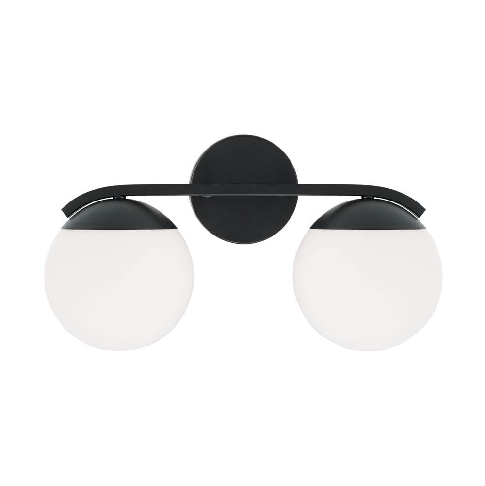 Capital Lighting AA1032MB Matte Black 17''w X 9.50''h 2-light Vanity In Matte Black With Soft White Glass Globes Image 4