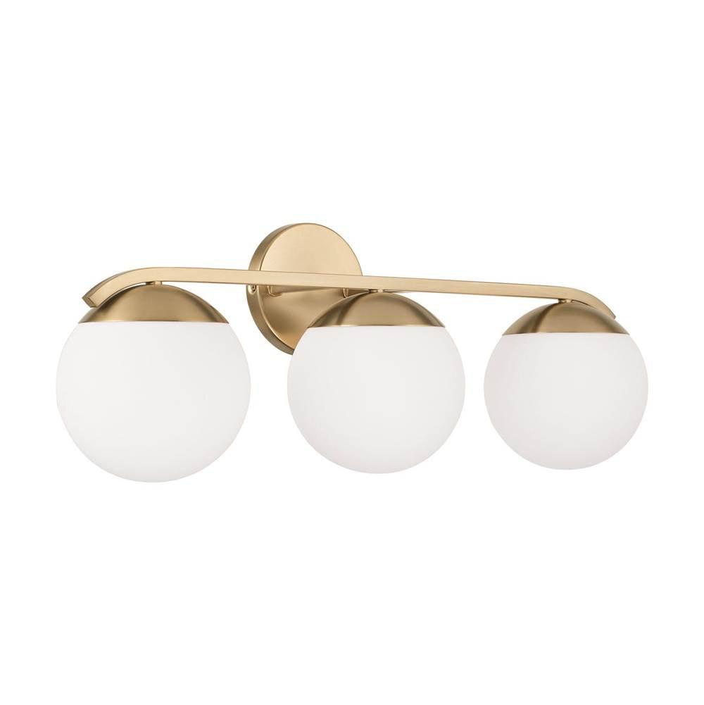 Capital Lighting AA1033MA Matte Brass 25.50''w X 9.50''h 3-light Vanity In Matte Brass With Soft White Glass Globes Image 1