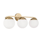 Capital Lighting AA1033MA Matte Brass 25.50''w X 9.50''h 3-light Vanity In Matte Brass With Soft White Glass Globes Image 1