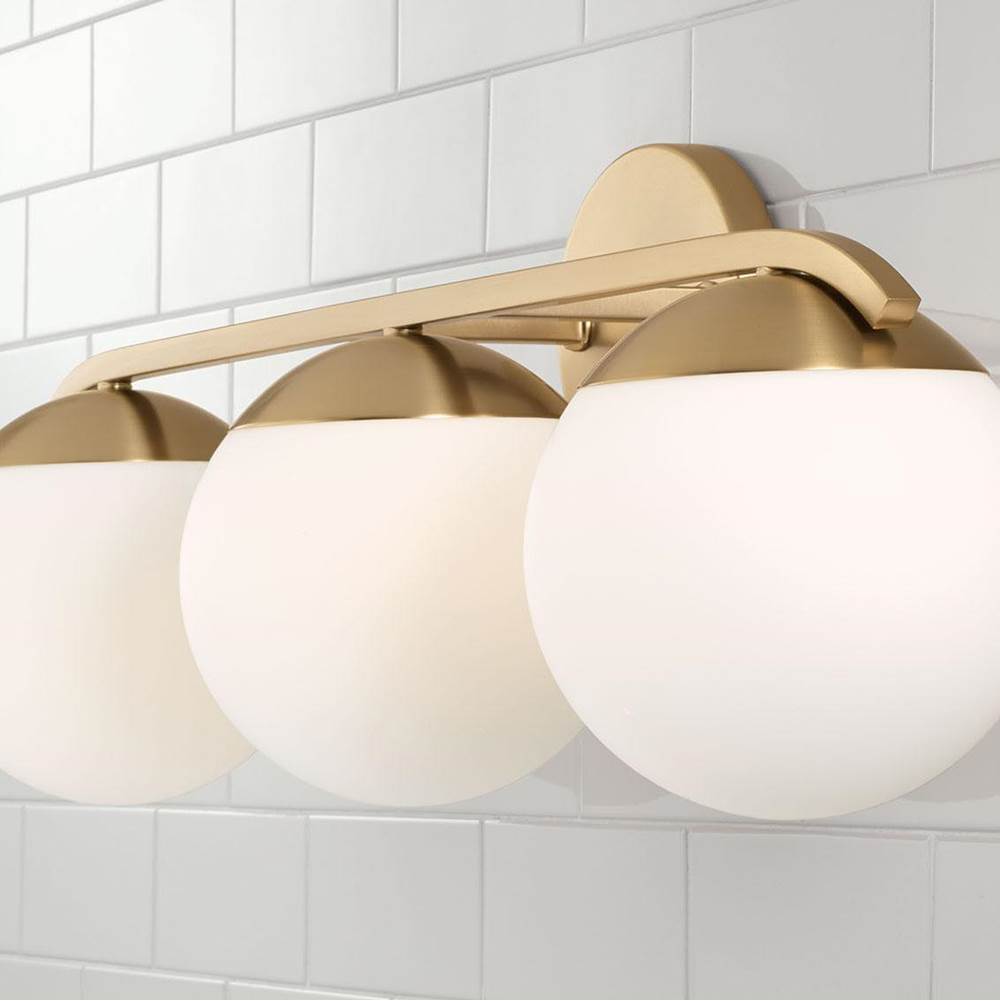 Capital Lighting AA1033MA Matte Brass 25.50''w X 9.50''h 3-light Vanity In Matte Brass With Soft White Glass Globes Image 3