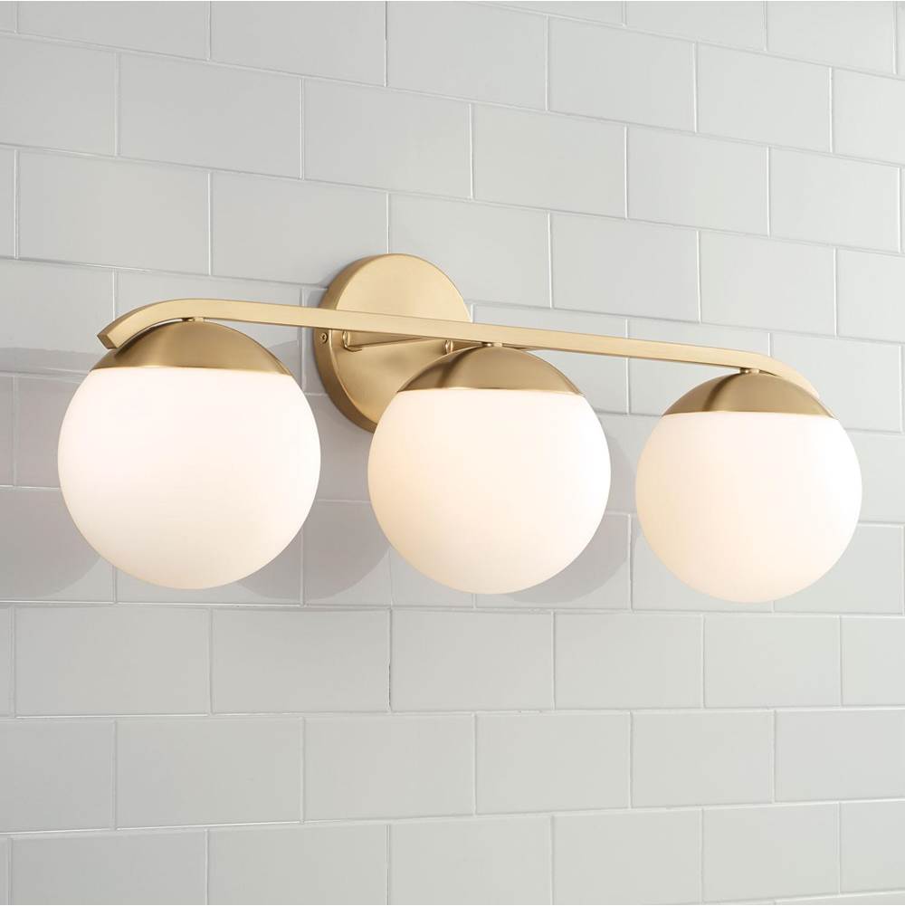 Capital Lighting Oliver 25.50''w X 9.50''h 3-light Vanity In Matte Brass With Soft White Glass Globes