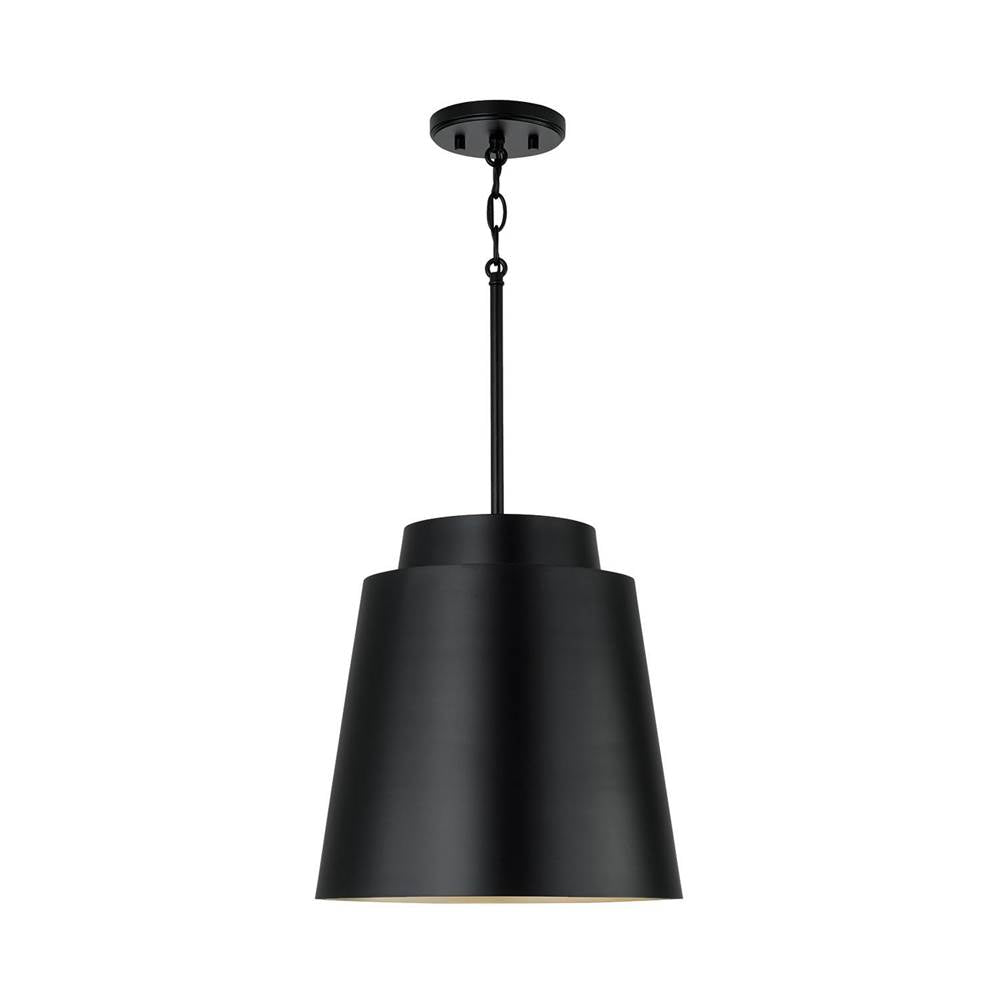 Capital Lighting AA1034MB Matte Black 13''w X 13.25''h Pendant In Matte Black With Soft Gold Interior Image 1