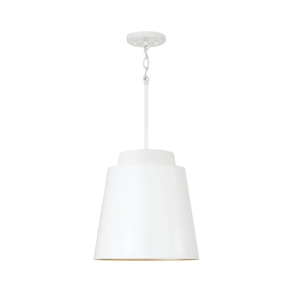 Capital Lighting AA1034WE Matte White 13''w X 13.25''h Pendant In Matte White With Soft Gold Interior Image 1