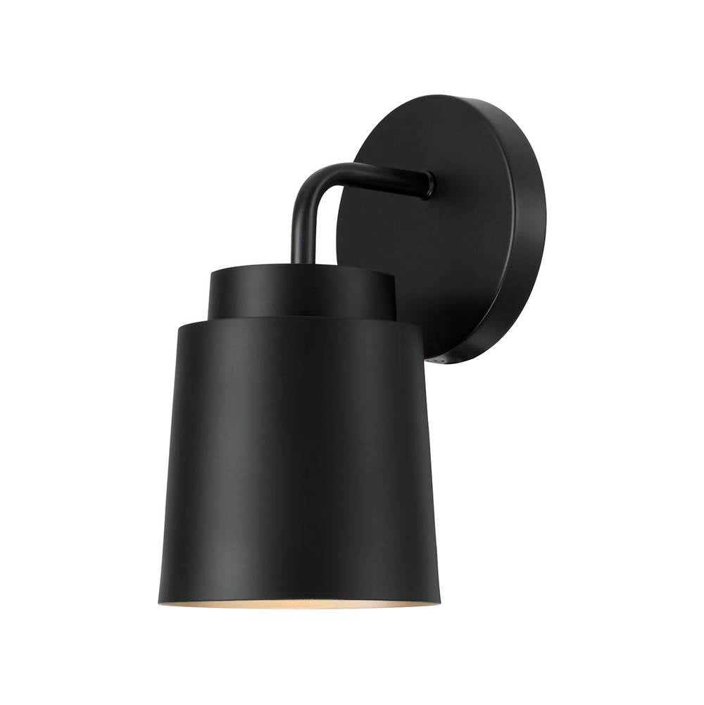 Capital Lighting AA1035MB Matte Black 5''w X 9.50''h Sconce In Matte Black With Soft Gold Interior Image 1