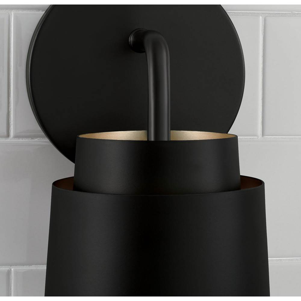 Capital Lighting AA1035MB Matte Black 5''w X 9.50''h Sconce In Matte Black With Soft Gold Interior Image 5
