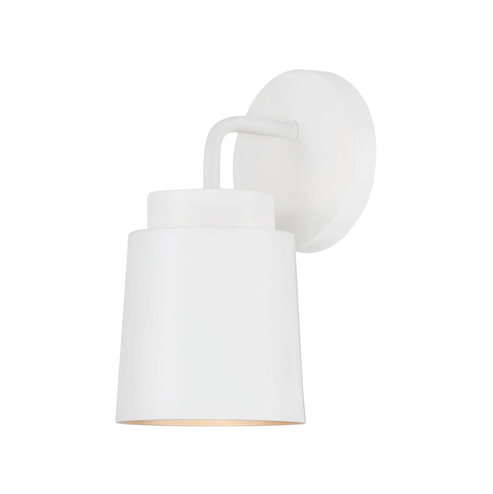 Capital Lighting AA1035WE Matte White 5''w X 9.50''h Sconce In Matte White With Soft Gold Interior Image 1