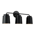 Capital Lighting AA1036MB Matte Black 24.50''w X 9.50''h 3-light Vanity In Matte Black With Soft Gold Interior Image 1