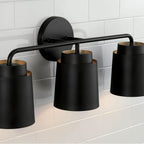 Capital Lighting AA1036MB Matte Black 24.50''w X 9.50''h 3-light Vanity In Matte Black With Soft Gold Interior Image 4