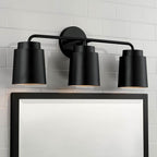 Capital Lighting Pratt 24.50''w X 9.50''h 3-light Vanity In Matte Black With Soft Gold Interior