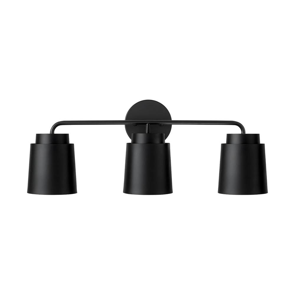 Capital Lighting AA1036MB Matte Black 24.50''w X 9.50''h 3-light Vanity In Matte Black With Soft Gold Interior Image 3