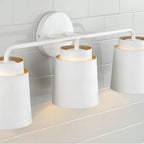Capital Lighting AA1036WE Matte White 24.50''w X 9.50''h 3-light Vanity In Matte White With Soft Gold Interior Image 4