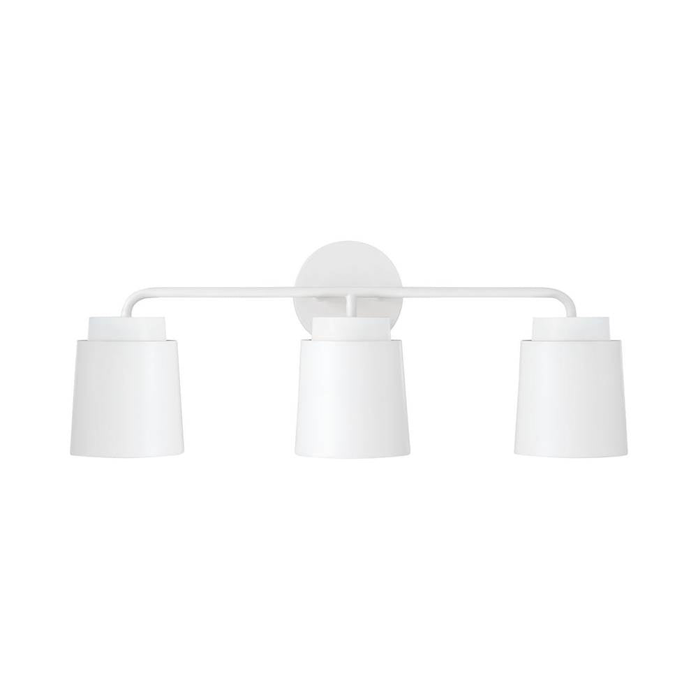 Capital Lighting AA1036WE Matte White 24.50''w X 9.50''h 3-light Vanity In Matte White With Soft Gold Interior Image 3