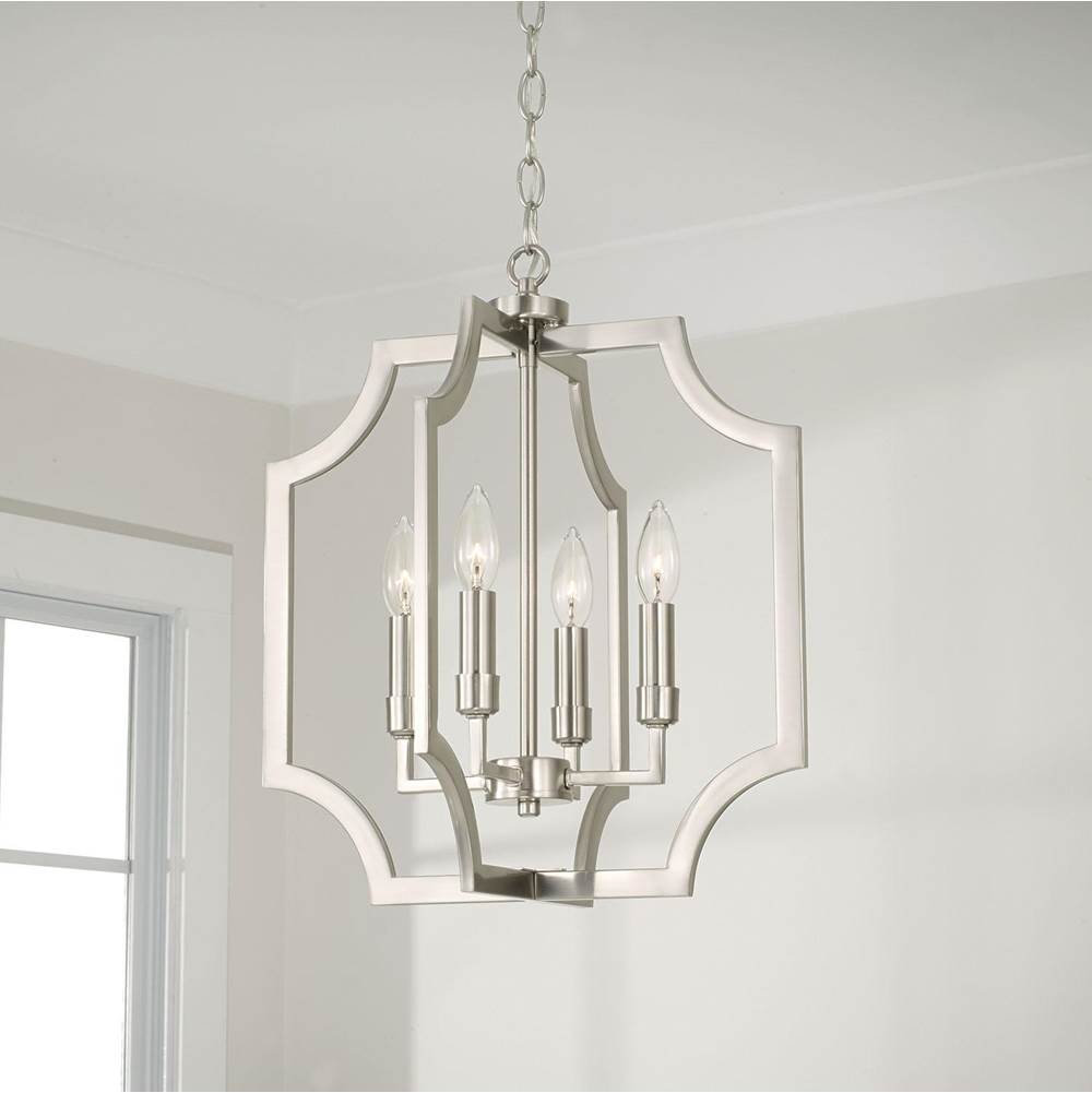 Capital Lighting AA1037BN Brushed Nickel 16''w X 18.50''h 4-light Foyer Lantern Pendant In Brushed Nickel Image 5