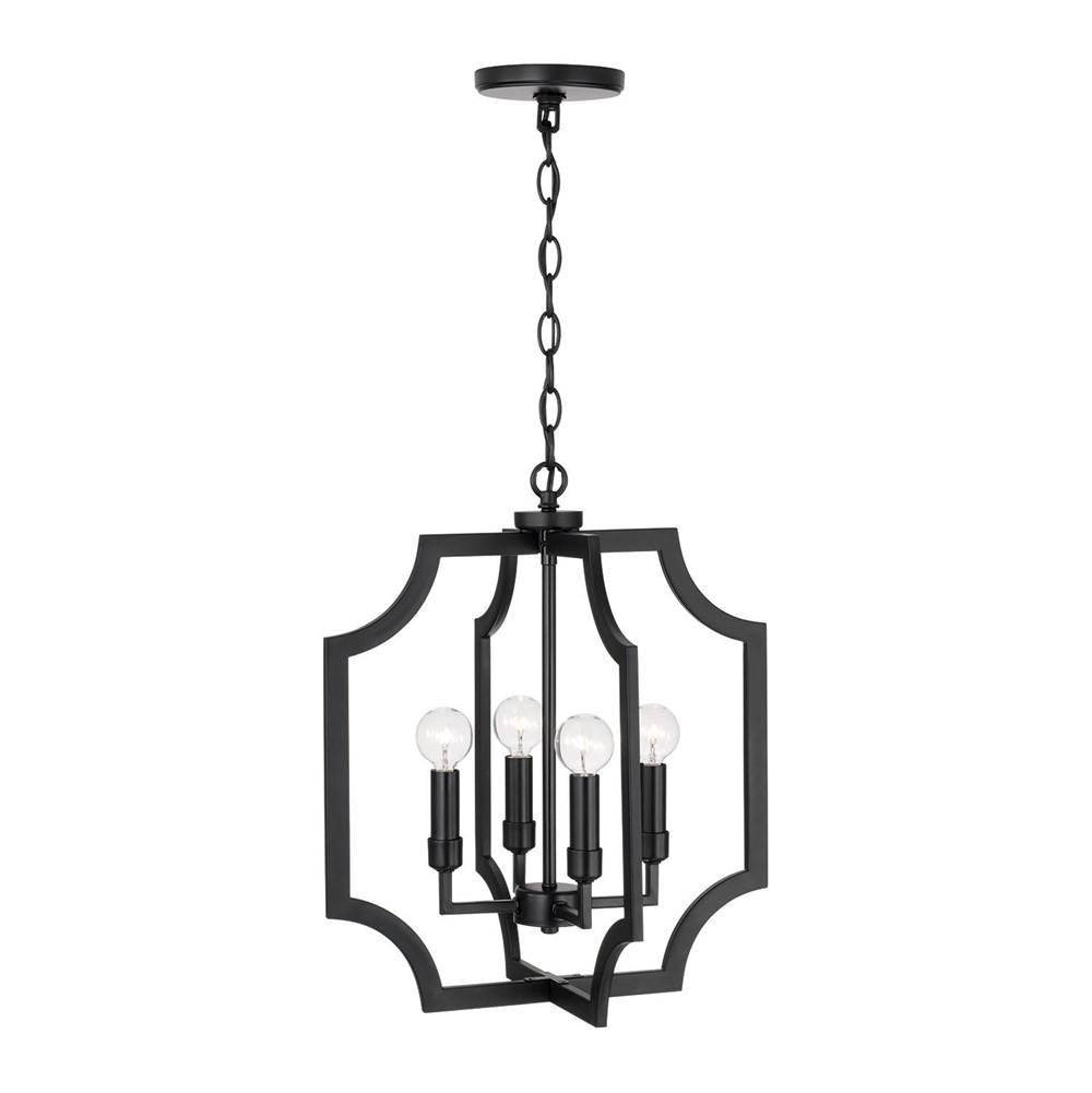 Capital Lighting AA1037MB Matte Black 16''w X 18.50''h 4-light Foyer Lantern Pendant In Matte Black Image 3