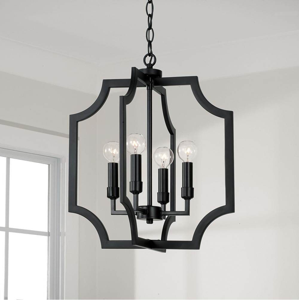 Capital Lighting AA1037MB Matte Black 16''w X 18.50''h 4-light Foyer Lantern Pendant In Matte Black Image 5