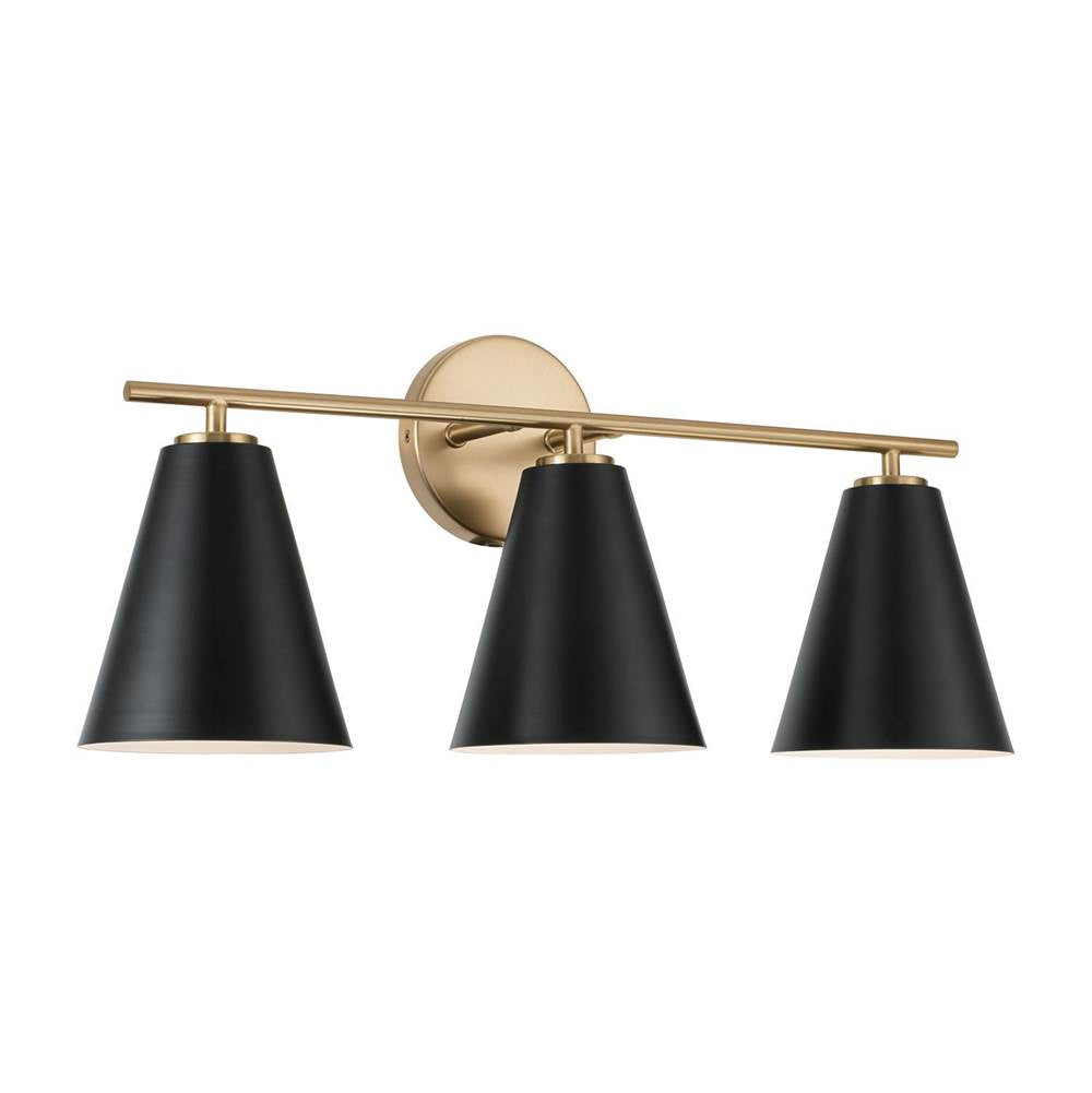 Capital Lighting AA1039RK Matte Brass,Black 24''w X 10''h 3-light Vanity In Matte Brass And Black Image 1