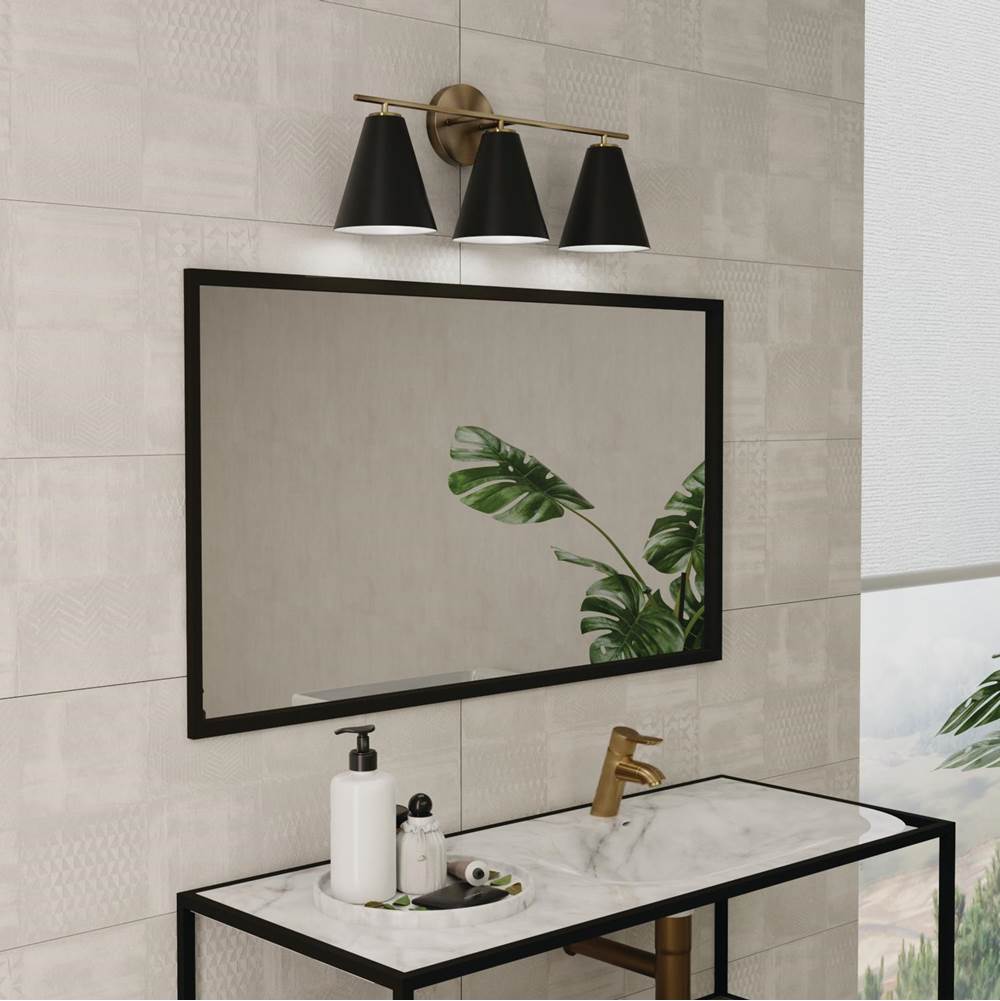 Capital Lighting Charlie 24''w X 10''h 3-light Vanity In Matte Brass And Black