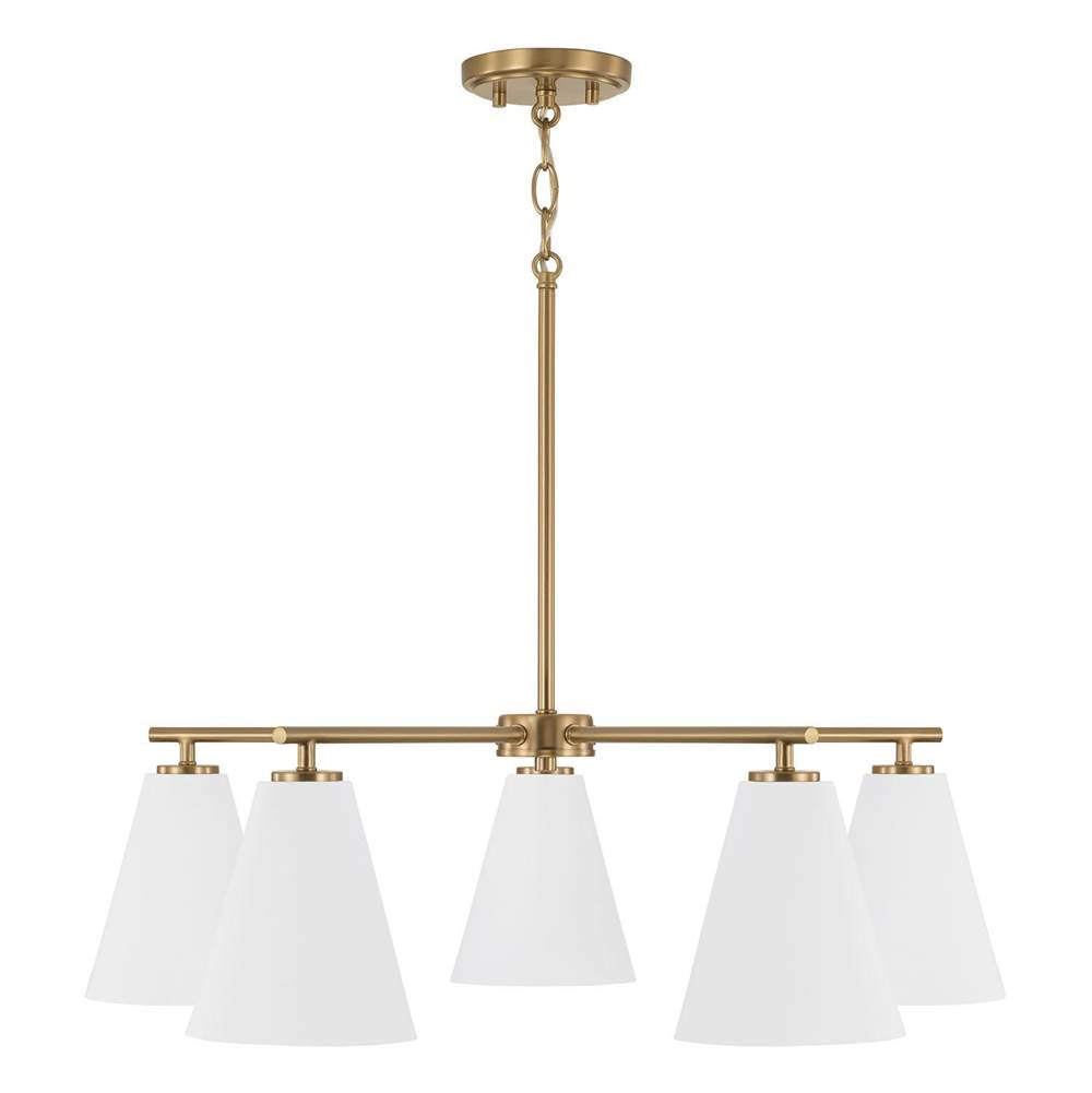 Capital Lighting AA1040RE Matte Brass,White 28''w X 8.25''h 5-light Chandelier In Matte Brass And White Image 1