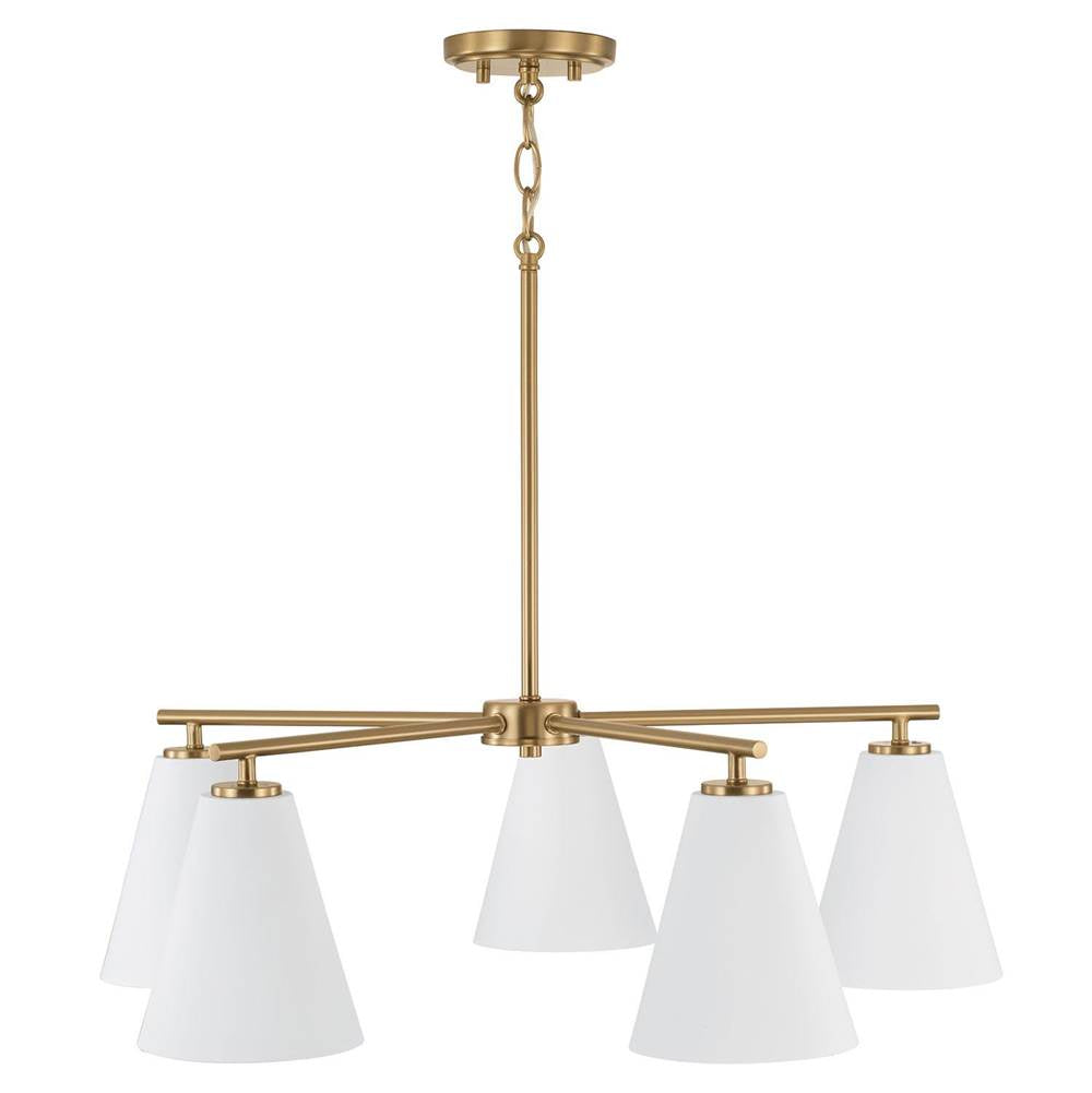 Capital Lighting AA1040RE Matte Brass,White 28''w X 8.25''h 5-light Chandelier In Matte Brass And White Image 3