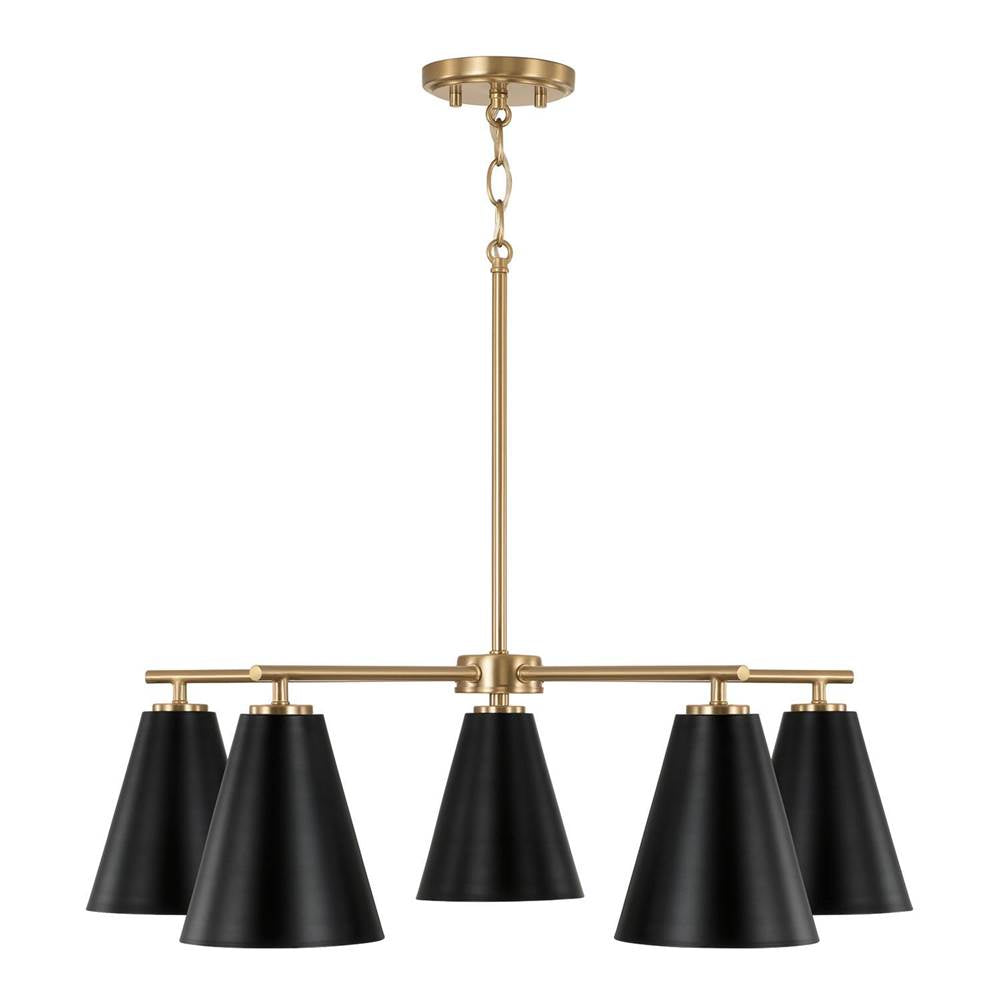 Capital Lighting AA1040RK Matte Brass,Black 28''w X 8.25''h 5-light Chandelier In Matte Brass And Black Image 1