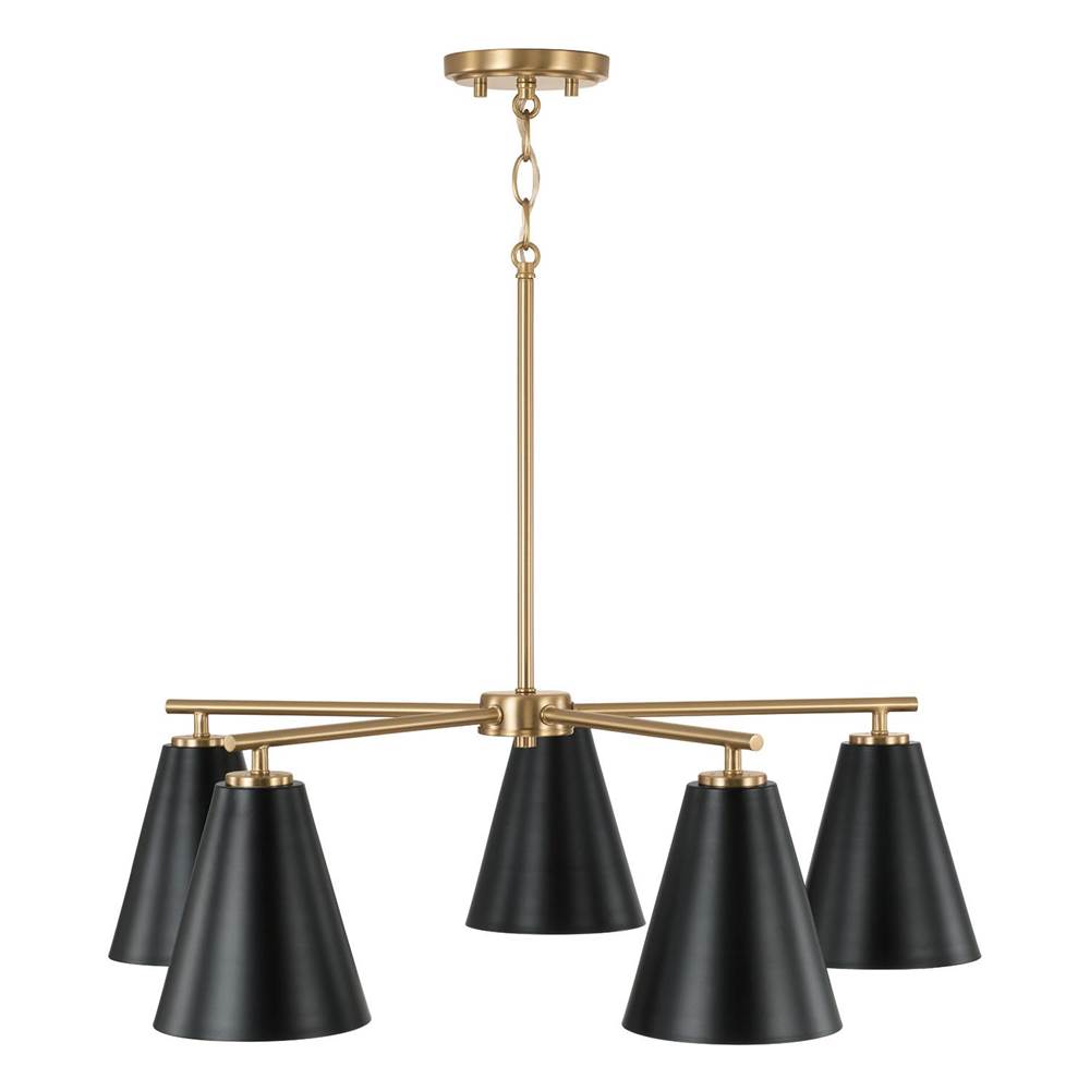 Capital Lighting AA1040RK Matte Brass,Black 28''w X 8.25''h 5-light Chandelier In Matte Brass And Black Image 3