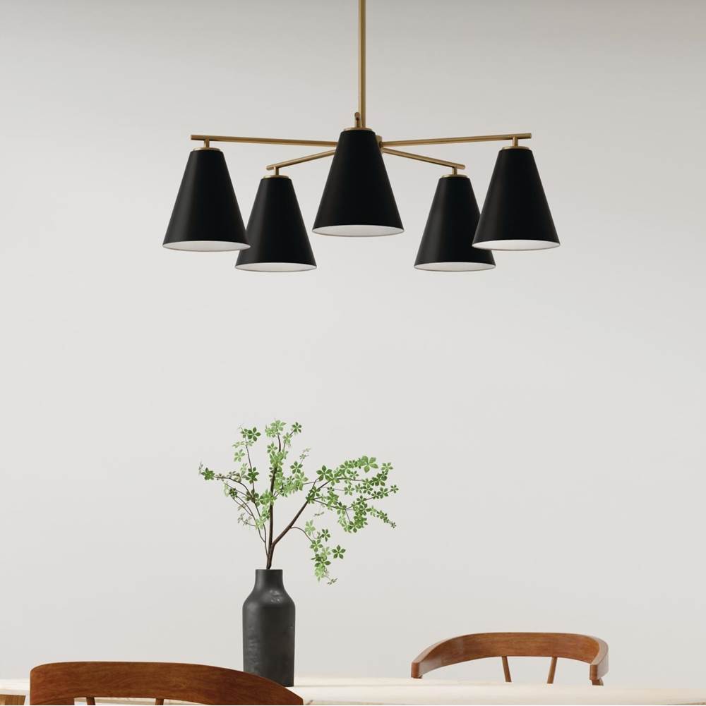 Capital Lighting AA1040RK Matte Brass,Black 28''w X 8.25''h 5-light Chandelier In Matte Brass And Black Image 5