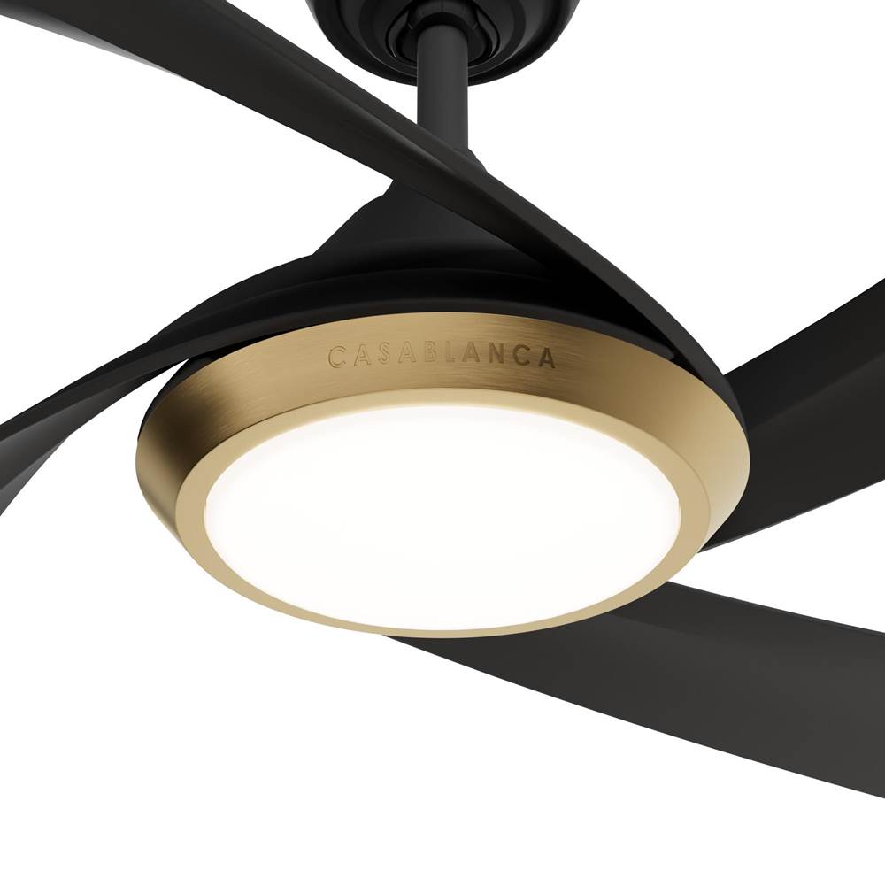 Casablanca Fan Company  52 Inch Vespucci Matte Black Damp Rated Ceiling Fan With Led Light Kit And Handheld Remote