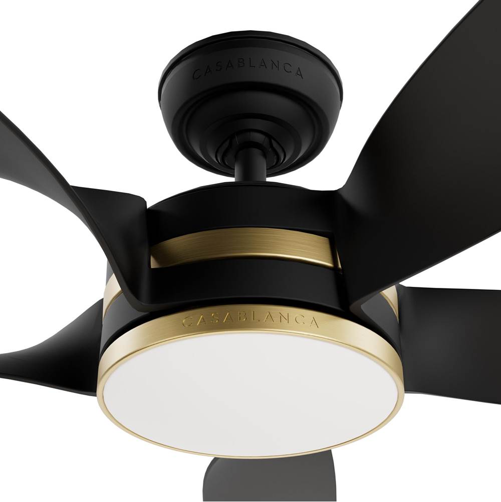 Casablanca Fan Company 53650 Matte Black Casablanca 52 Inch Julia Energy Star Matte Black Damp Rated Ceiling Fan With Led Light Kit And Wall Control And Handheld Remote Image 2