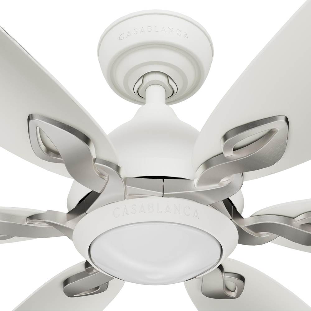 Casablanca Fan Company 53584 Fresh White Casablanca 60 Inch Azalea Energy Star Fresh White Damp Rated Ceiling Fan With Led Light Kit And Wall Control And Handheld Remote Image 2