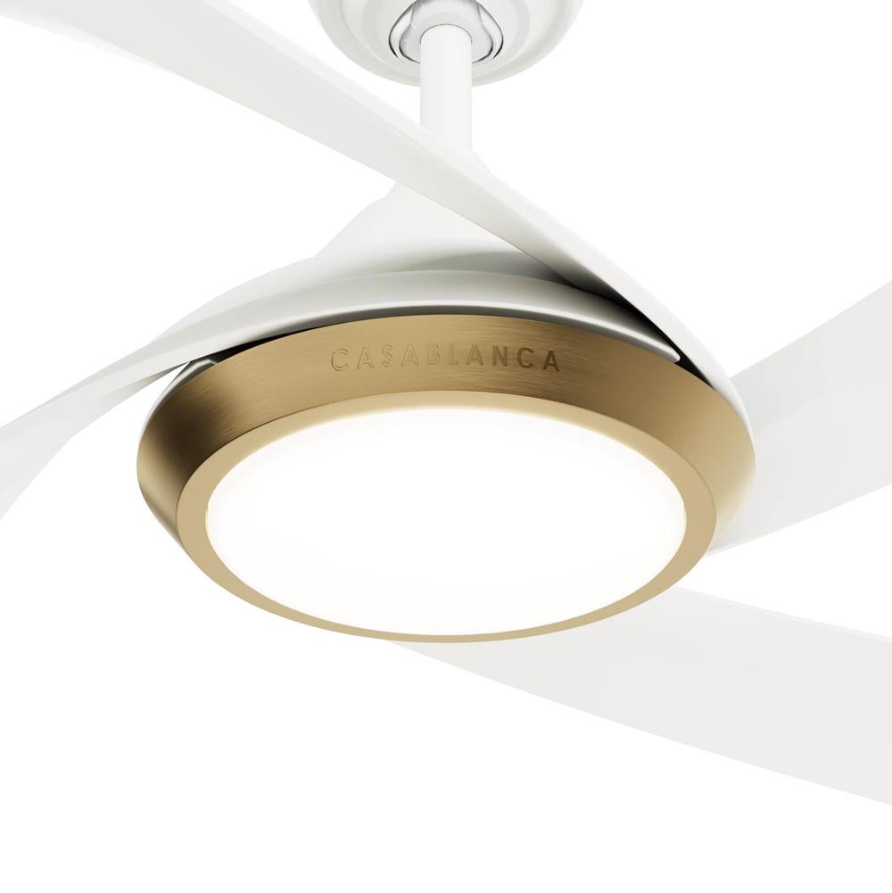 Casablanca Fan Company Vespucci Casablanca 52 Inch Vespucci Fresh White Damp Rated Ceiling Fan With Led Light Kit And Handheld Remote