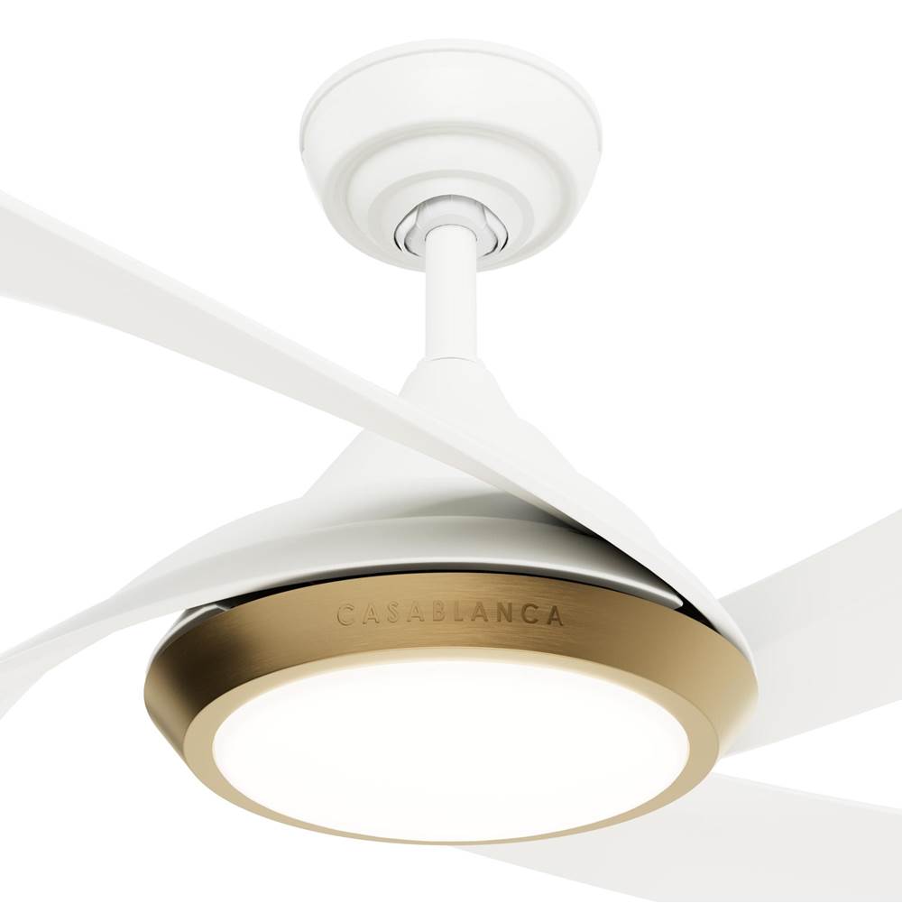 Casablanca Fan Company 52847 Fresh White Casablanca 52 Inch Vespucci Fresh White Damp Rated Ceiling Fan With Led Light Kit And Handheld Remote Image 5
