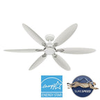 Casablanca Fan Company Azalea Casablanca 60 Inch Azalea Energy Star Fresh White Damp Rated Ceiling Fan With Led Light Kit And Wall Control And Handheld Remote