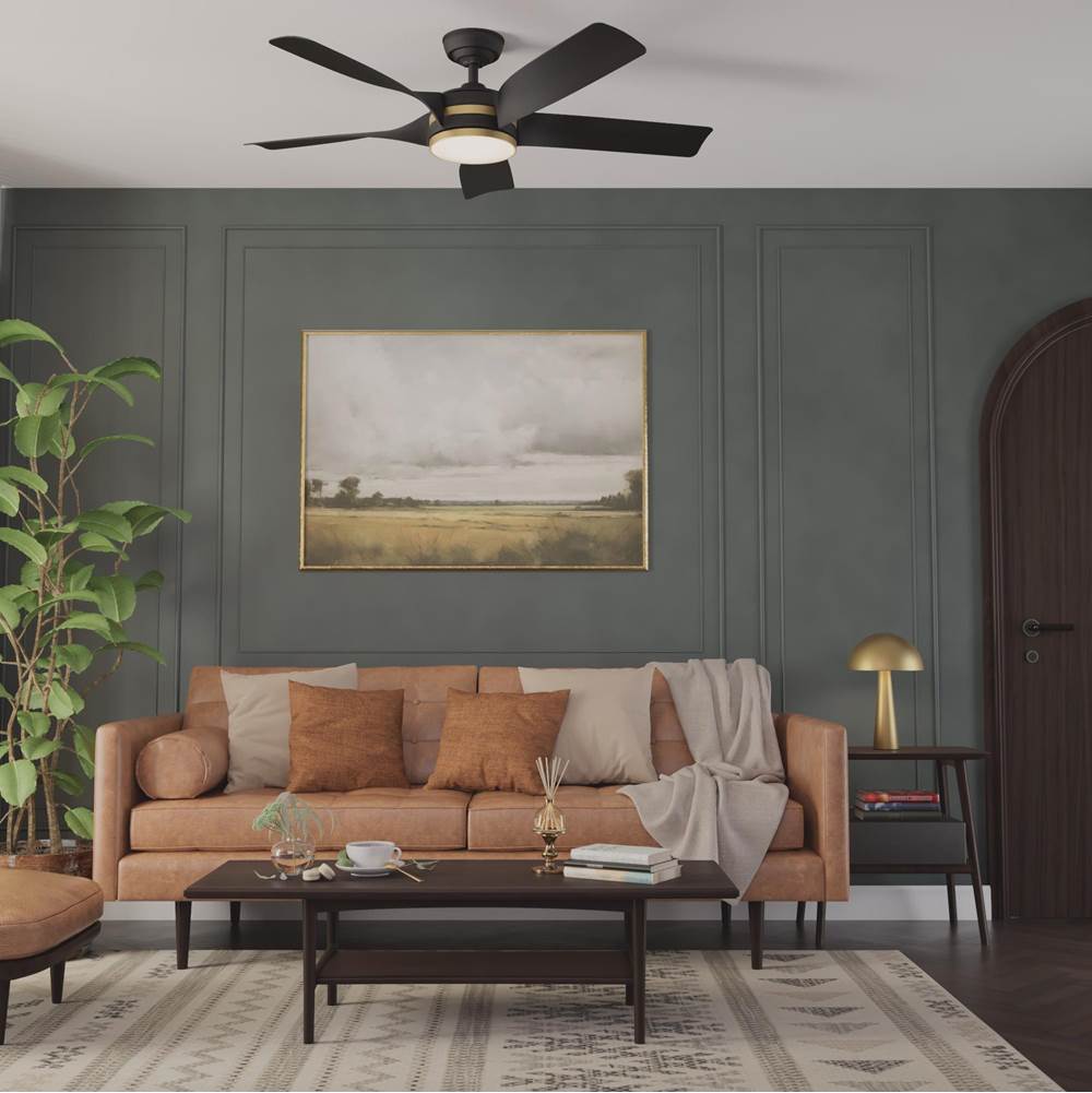 Casablanca Fan Company 53650 Matte Black Casablanca 52 Inch Julia Energy Star Matte Black Damp Rated Ceiling Fan With Led Light Kit And Wall Control And Handheld Remote Image 8